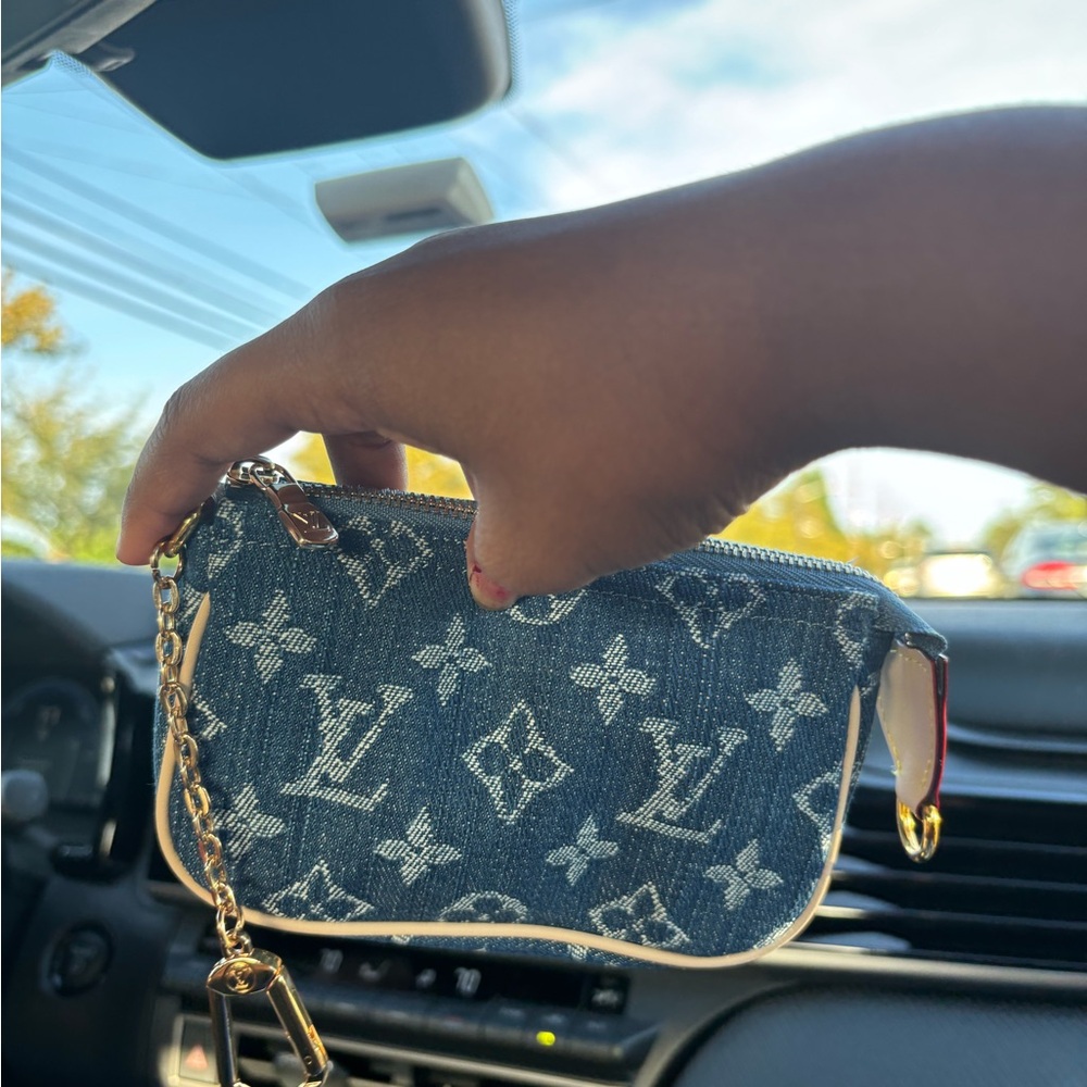 Printed Blue Denim Mini Bag